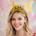 Gold Happy Birthday Crown Headband