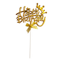 Gold Crown Happy Birthday Cake Topper