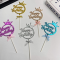 Gold Crown Happy Birthday Cake Topper
