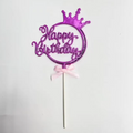 Gold Crown Happy Birthday Cake Topper