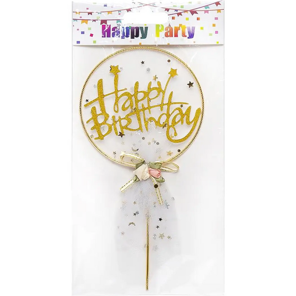 Glitter Happy Birthday Cake Topper Ring