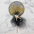 Glitter Happy Birthday Cake Topper Ring