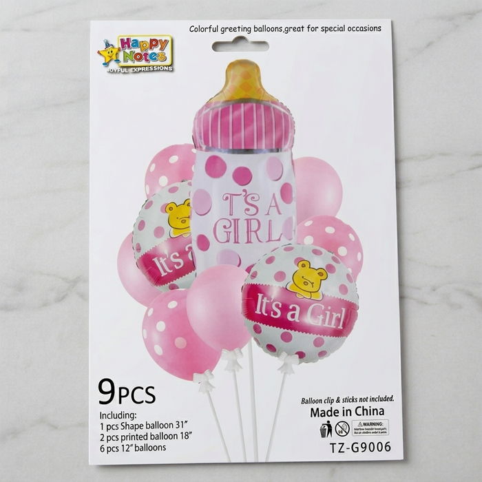 It's a Girl Balloon Bouquet Pack 9pcs