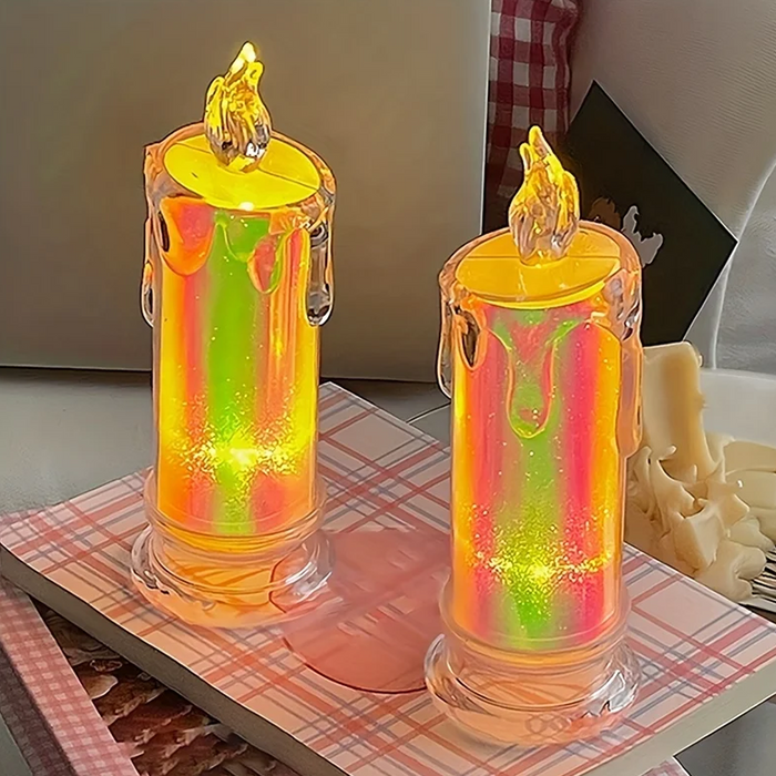 Rainbow Color LED Drip Candles Set of 2