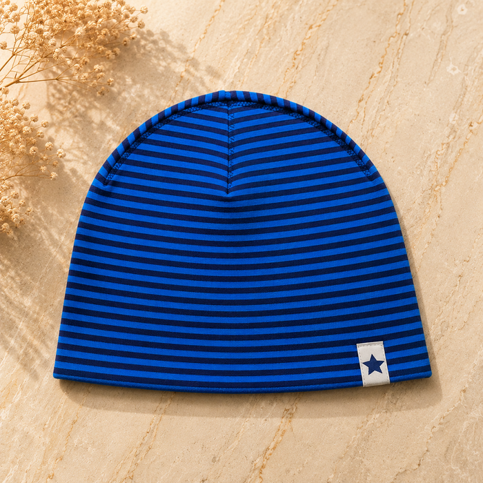 Blue Striped Star Patch Baby Cap