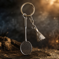Badminton Racket and Shuttlecock Metal Keychain