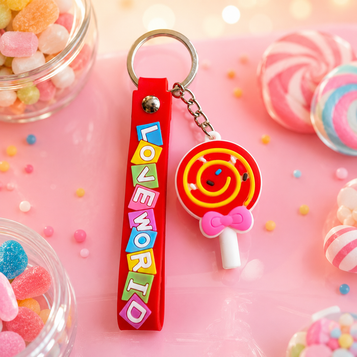 Love World Lollipop Keychain
