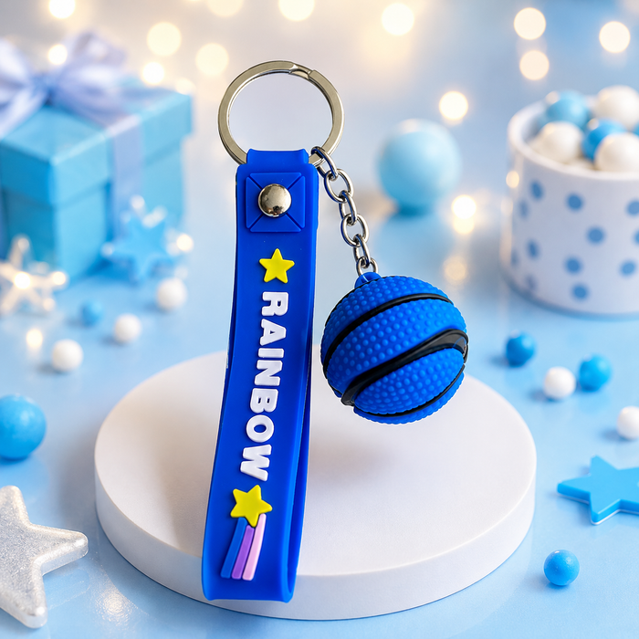 Rainbow Basketball Keychain