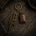 PUBG Assault Rifle and Backpack Metal Keychain