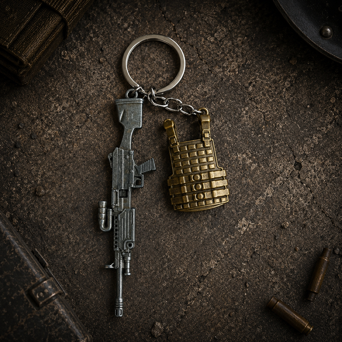PUBG Assault Rifle and Armor Vest Metal Keychain