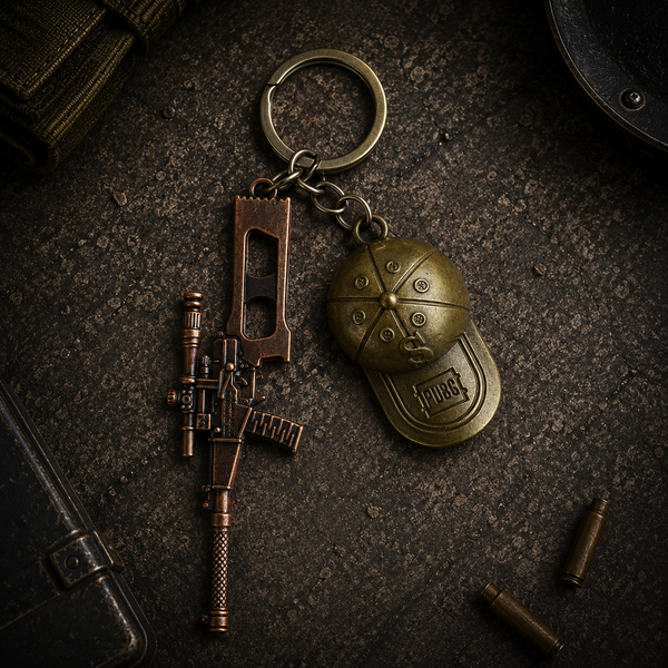 PUBG Sniper Rifle and Cap Metal Keychain