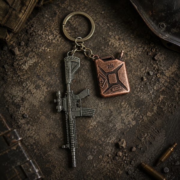 PUBG Assault Rifle and Fuel Canister Metal Keychain