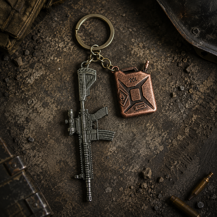 PUBG Assault Rifle and Fuel Canister Metal Keychain