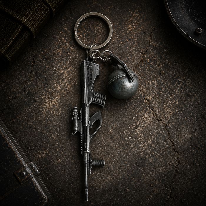 PUBG Assault Rifle and Grenade Metal Keychain