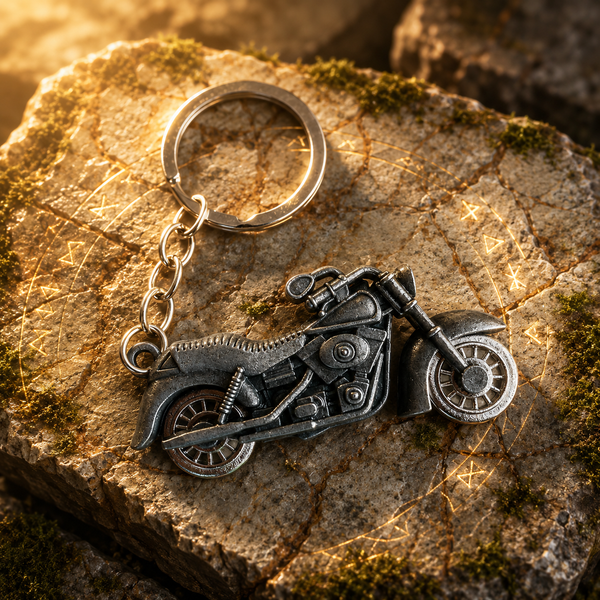 Rotating Wheels Motorcycle Metal Keychain