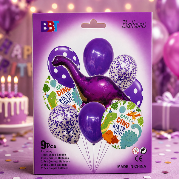 BBT Dinosaur Purple Balloon Bouquet 9pcs