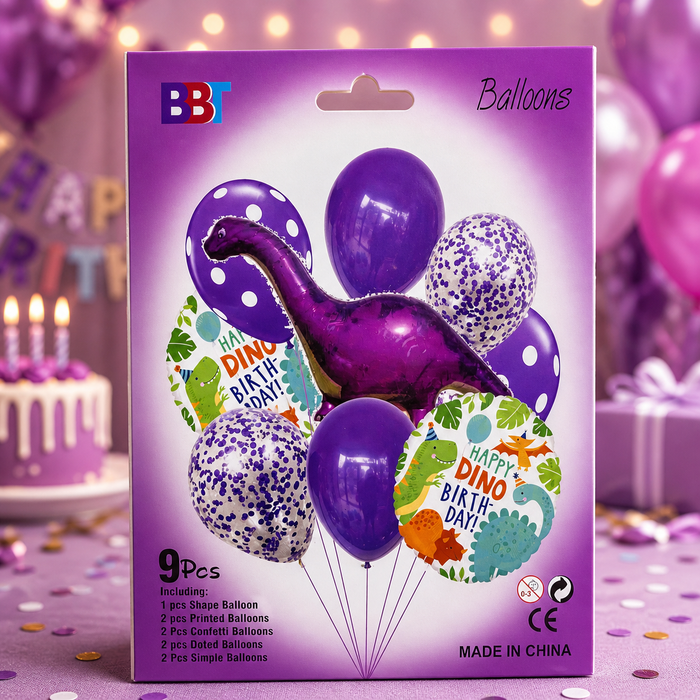 BBT Dinosaur Purple Balloon Bouquet 9pcs