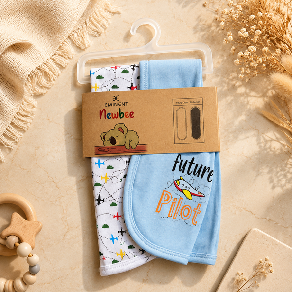 2-Pack Blue Pilot Baby Burp Cloth Set