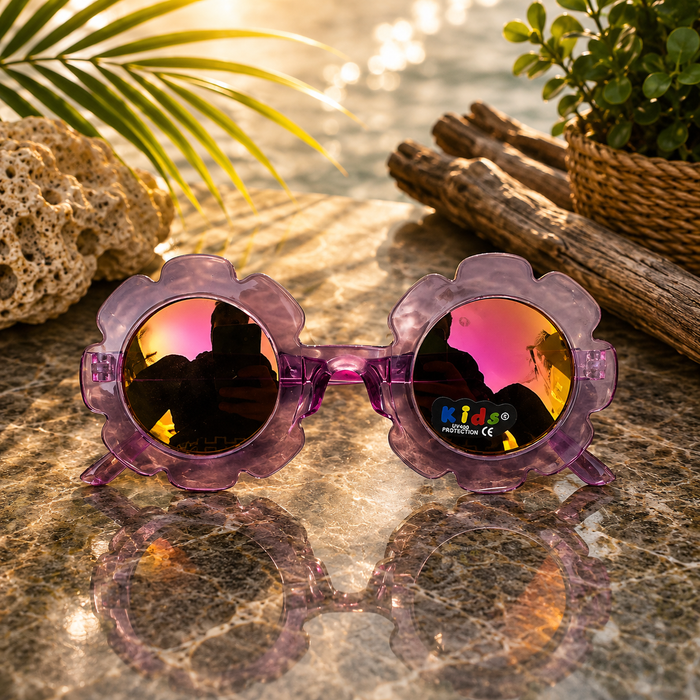 Lilac Flower Mirrored Kids Sunglasses