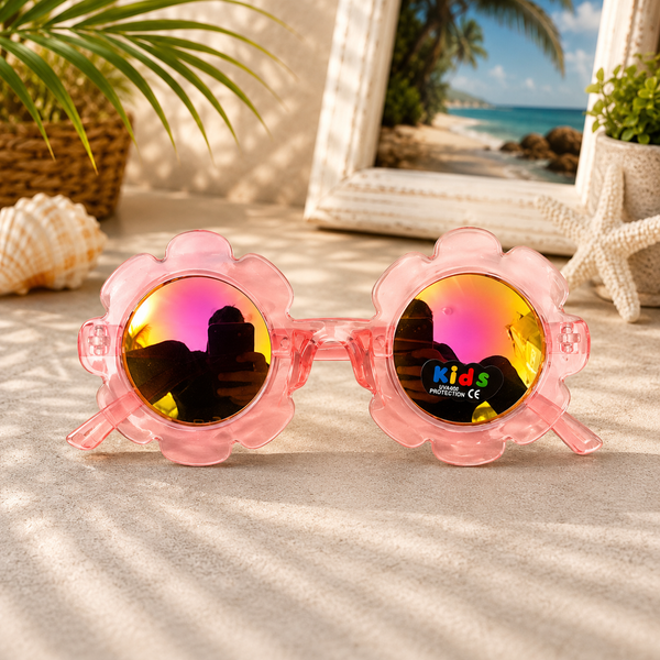 Pink Flower Mirrored Kids Sunglasses