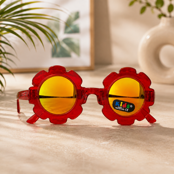 Red Flower Mirrored Kids Sunglasses