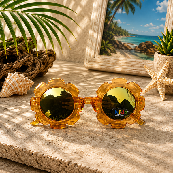 Amber Flower Mirrored Kids Sunglasses