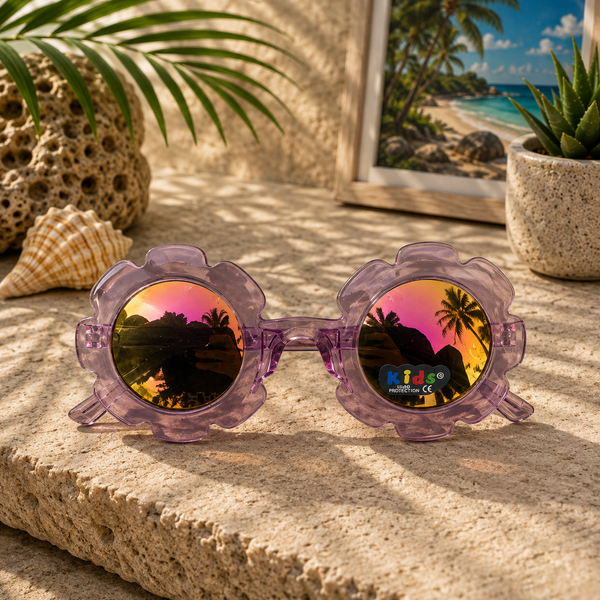 Lavender Flower Mirrored Kids Sunglasses