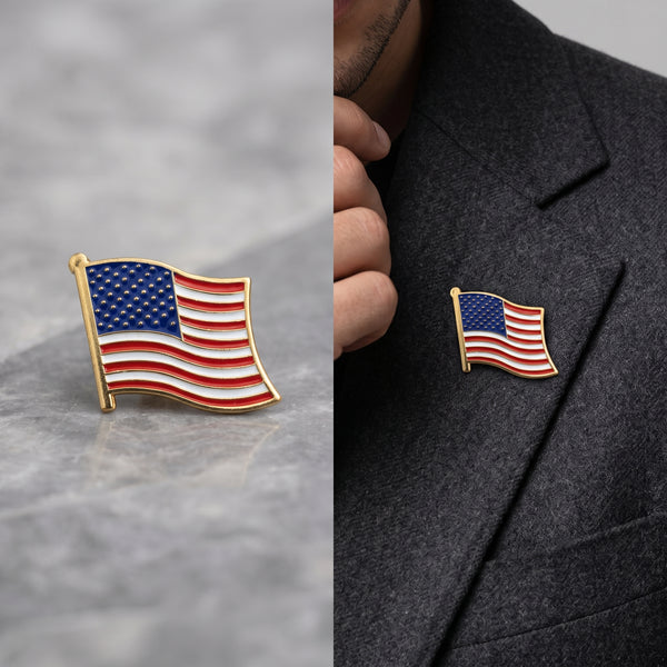 USA Flag Metal Brooch