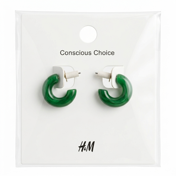 Green Resin Chunky Hoop Earrings