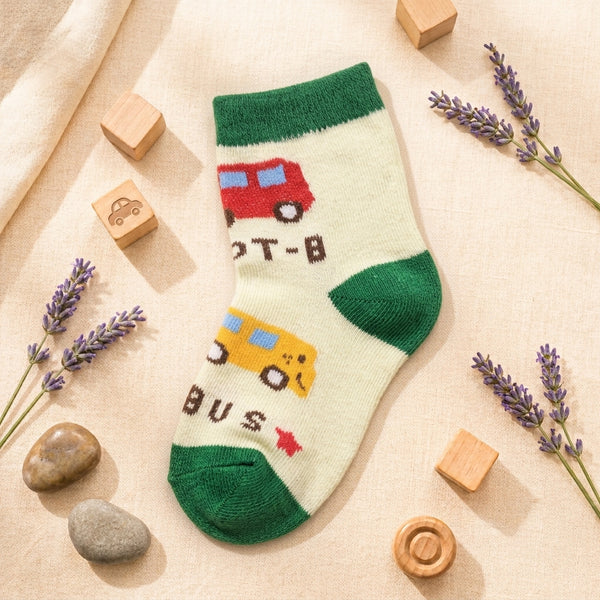 Cars & Bus Print Kids Socks