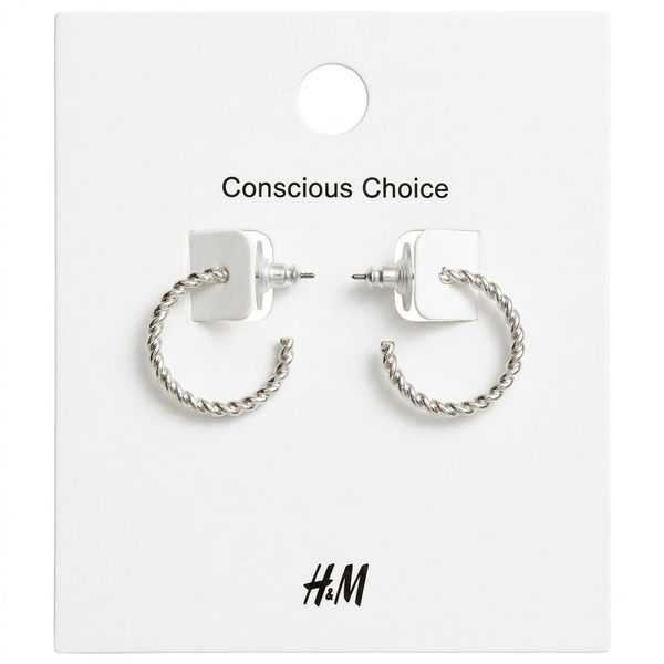 Silver Twisted Hoop Earrings