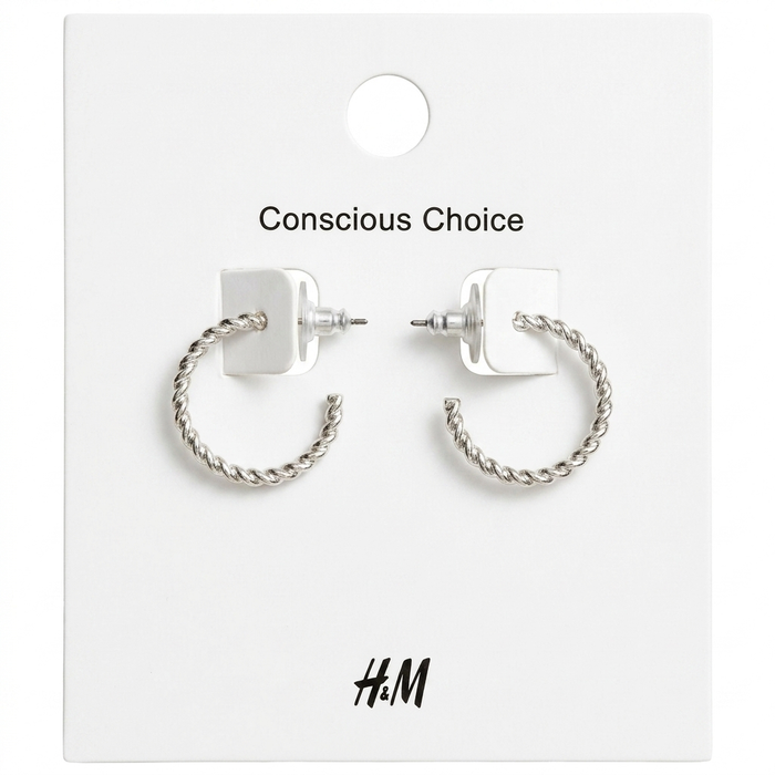 Silver Twisted Hoop Earrings