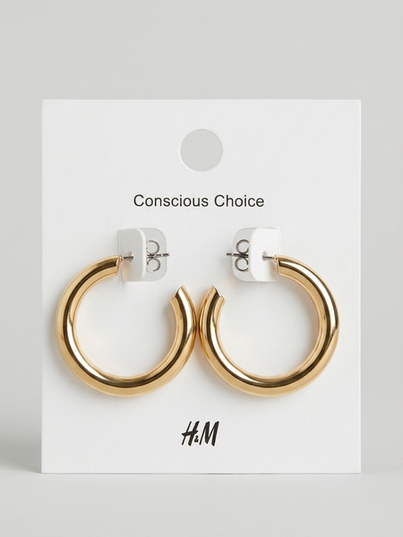 Gold Chunky Tube Hoop Earrings