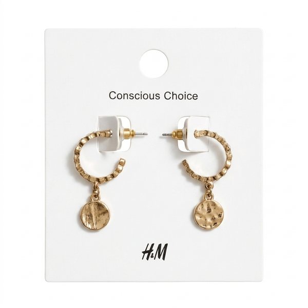 Gold Hoop with Coin Drop Earrings