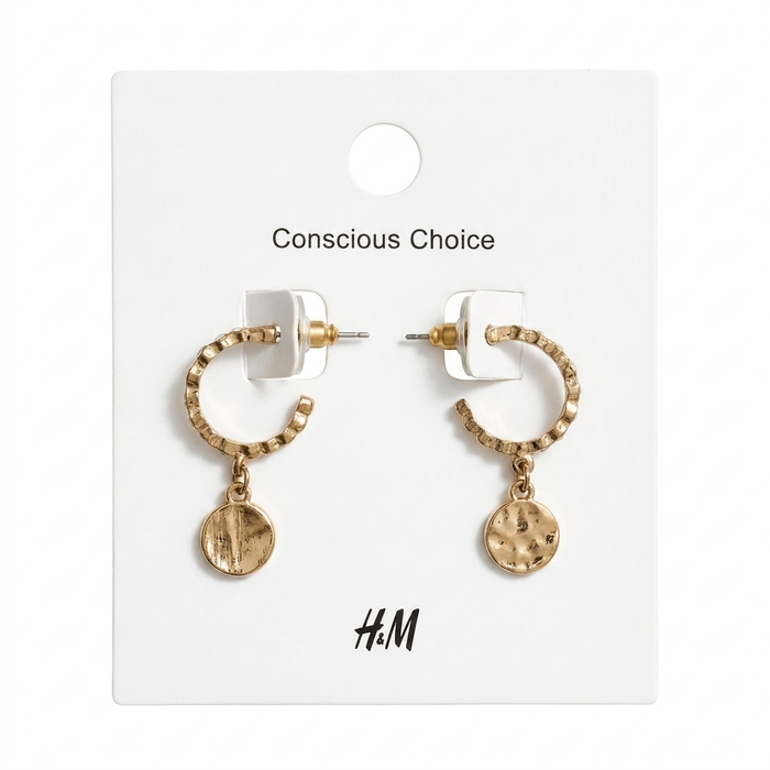 Gold Hoop with Coin Drop Earrings