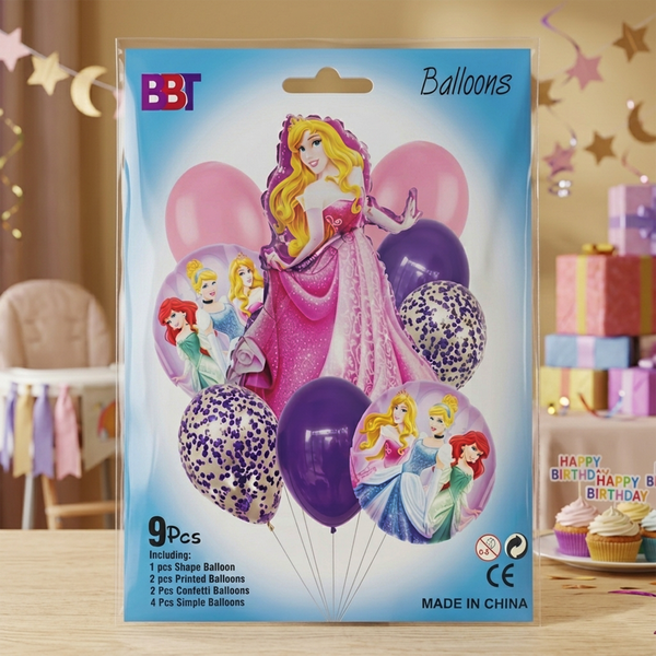 Princess Aurora Balloon Bouquet 9pcs
