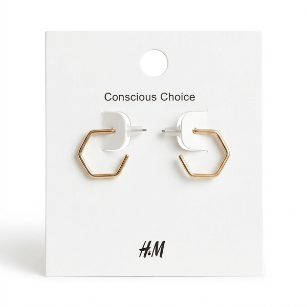 Gold Small Hexagon Hoop Earrings