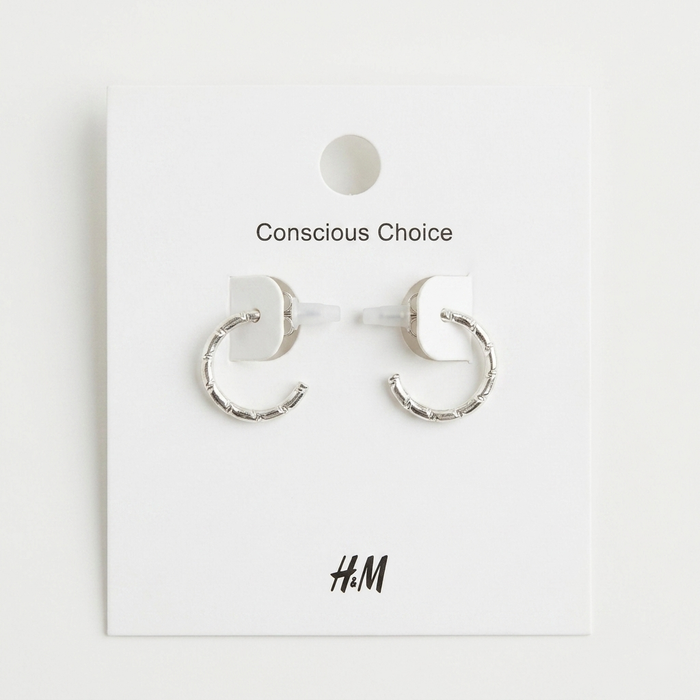 Silver Bamboo Mini Hoop Earrings