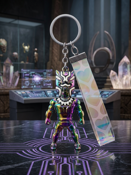 Black Panther Holographic Pattern Keychain