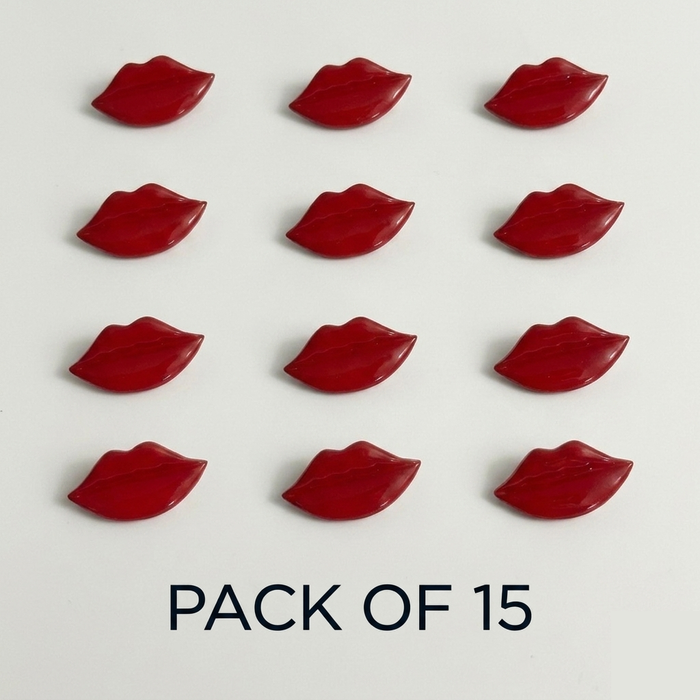 Red Lips Shape Buttons Pack of 15