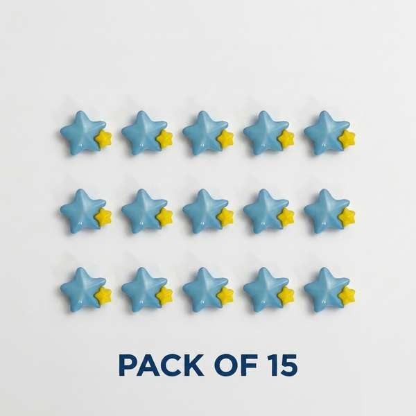 Blue and Yellow Star Buttons Pack of 15