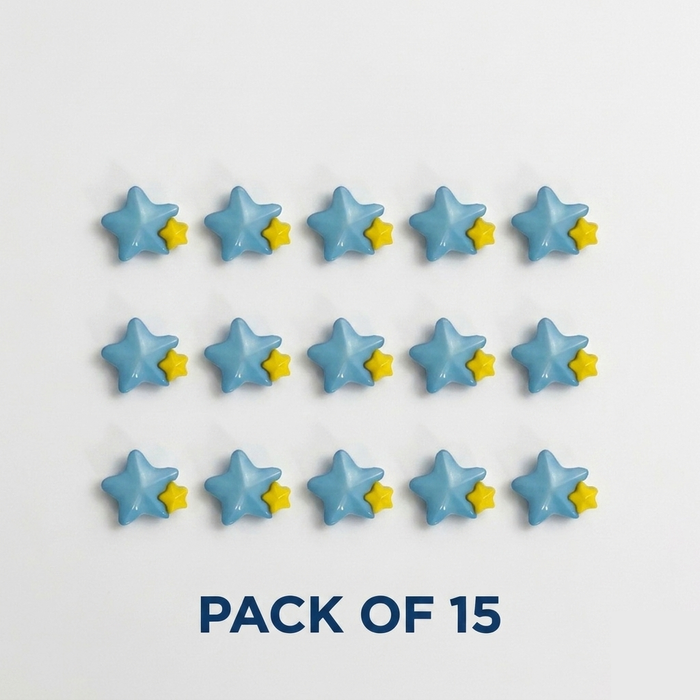 Blue and Yellow Star Buttons Pack of 15
