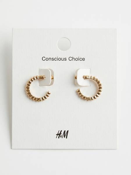 Gold Ridged Hoop Earrings