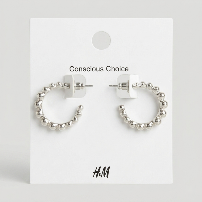 Silver Beaded Hoop Earrings