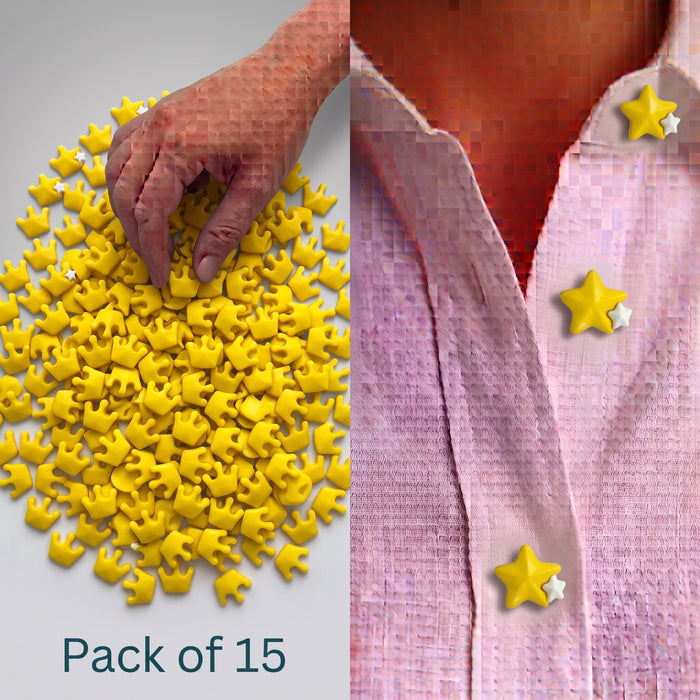 Yellow Star Buttons Pack of 15