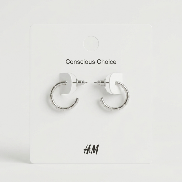 Silver Bamboo Hoop Earrings