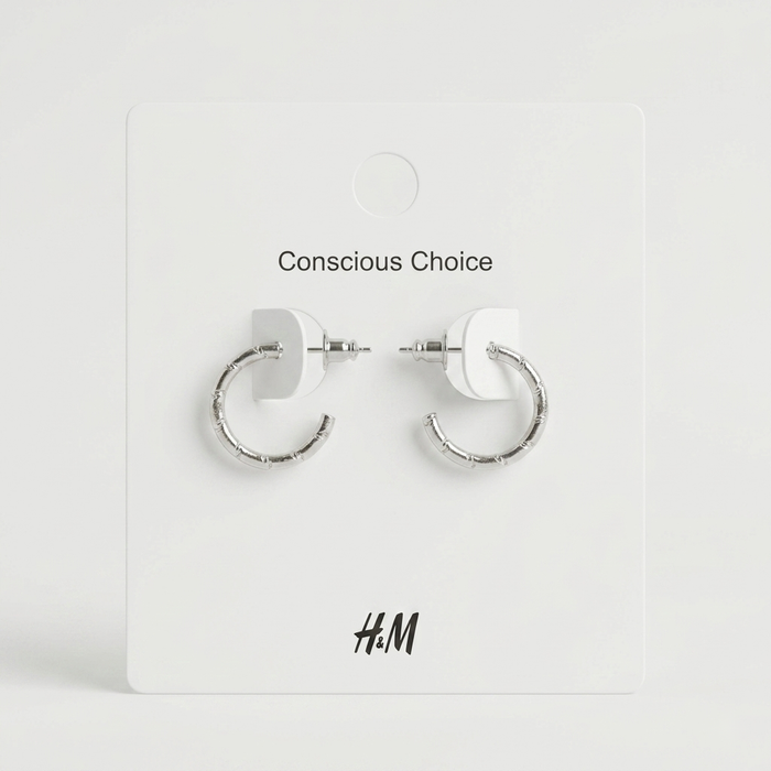 Silver Bamboo Hoop Earrings