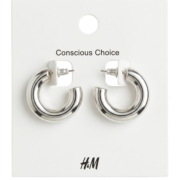Silver Chunky Tube Hoop Earrings