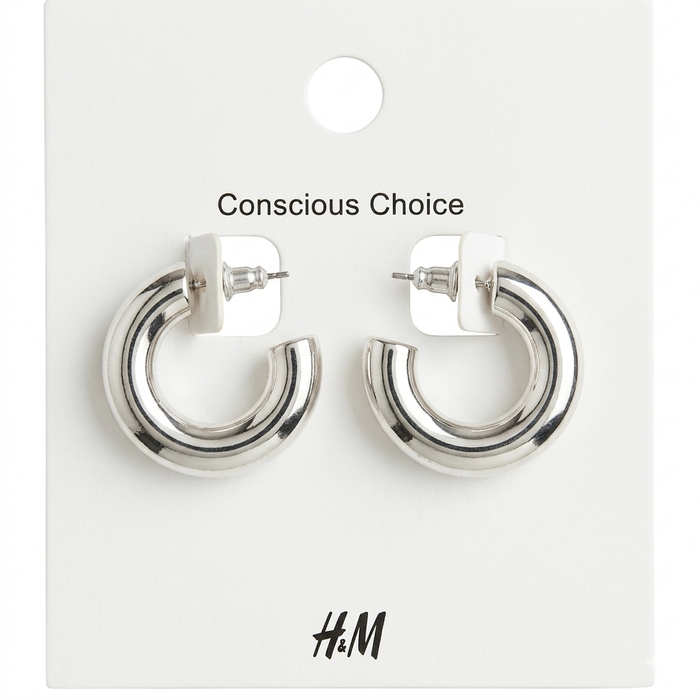 Silver Chunky Tube Hoop Earrings