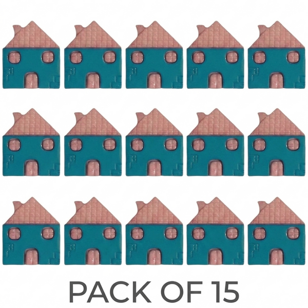 Cute House Shape Buttons Pack of 15